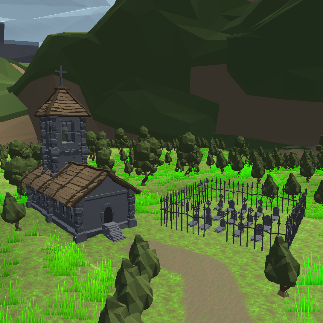 Vue de l'église et du cimetière